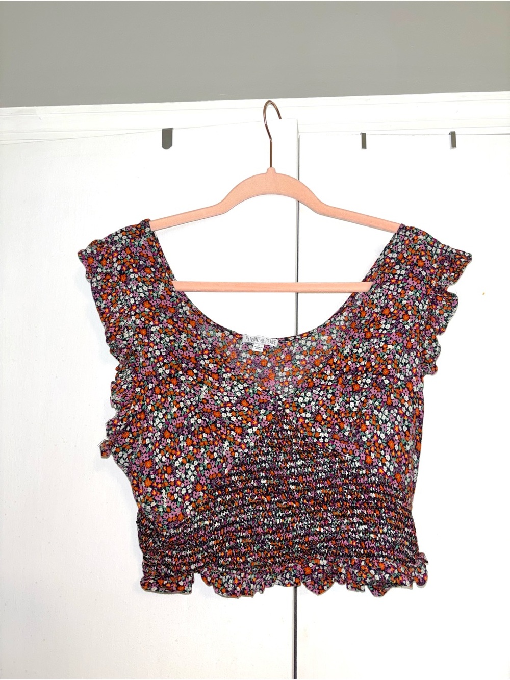 Floral Smocked Ruffle Crop Top